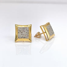 Load image into Gallery viewer, 0.39 CT. Natural Diamond Square Shape Stud Earrings In 10 KT Yellow Gold
