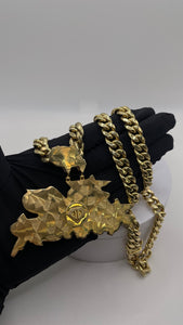 6.30 CT. Natural Diamond Road Runner Pendent & Cuban Chain Combo In 10 KT Yellow Gold