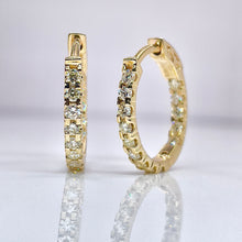 Load image into Gallery viewer, 1.00 CT. T.D.W Natural Diamond Eternity Hoop Earrings In 10 KT Yellow Gold