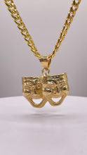 Load image into Gallery viewer, Gemini Laugh Now Cry Later Pendent &amp; Cuban Chain Combo In 10 KT Yellow Gold