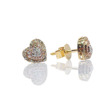 Load image into Gallery viewer, 0.30 CT. T.D.W Natural Diamond Tri-Colour Heart Shape Stud Earrings In 10 KT Gold