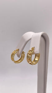 18 KT Yellow Gold Clover Hoop Earrings With Cubic Zirconias