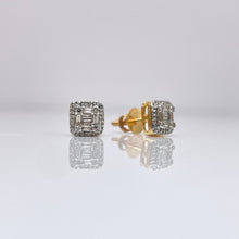 Load image into Gallery viewer, 0.18 CT. Natural Diamond Square Shape Stud Earrings In 10 KT Yellow Gold