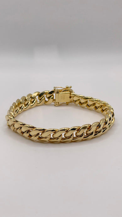 11mm Miami Cuban Bracelet In 10 KT Yellow Gold