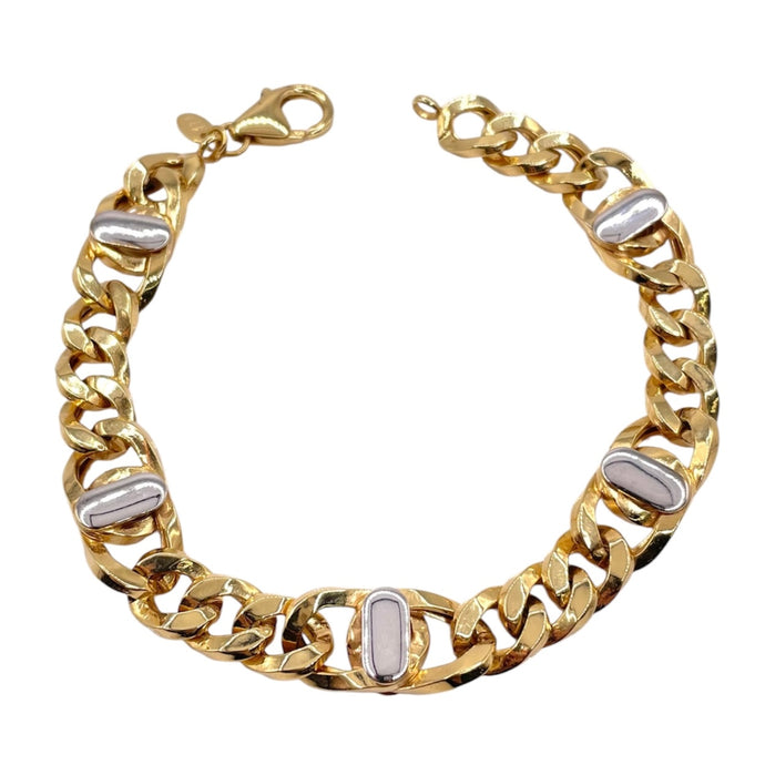 10mm Two-Tone Men’s Bracelet In 10 KT Yellow & White Gold