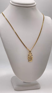 Owl Pendent & Curb Link Chain In 10 KT Yellow Gold