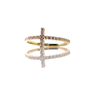 Dainty Cross Ring In 10 KT Yellow Gold With CZ