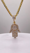 Load image into Gallery viewer, 1.47 CT. Natural Diamond Hamsa Hand Pendent In 10 KT Yellow Gold