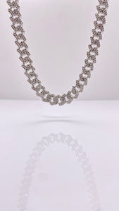 Natural Diamond Cuban Chain & Bracelet Combo In 10 KT White Gold