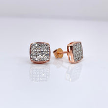 Load image into Gallery viewer, 0.19 CT. Natural Diamond Square Shape Stud Earrings In 10 KT Rose Gold