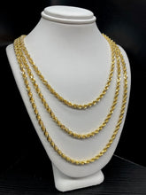 Load image into Gallery viewer, 3.5mm Solid Rope Chain In 10 KT Yellow Gold