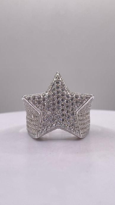 Silver Star Men’s Ring With CZ
