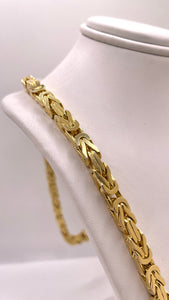 5mm Solid Byzantine Link Chain In 14 KT Yellow Gold