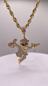 0.93 CT. Natural Diamond Monopoly Man Pendant In 10 KT Yellow Gold