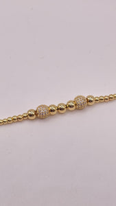 14 KT Yellow Gold Ball Bracelet With Cubic Zirconias