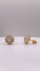 0.62 CT. Natural Diamond Round Shape Stud Earrings In 10 KT Yellow Gold