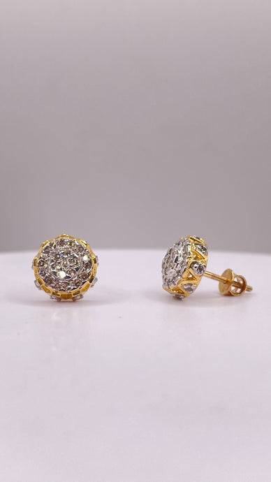 0.62 CT. Natural Diamond Round Shape Stud Earrings In 10 KT Yellow Gold