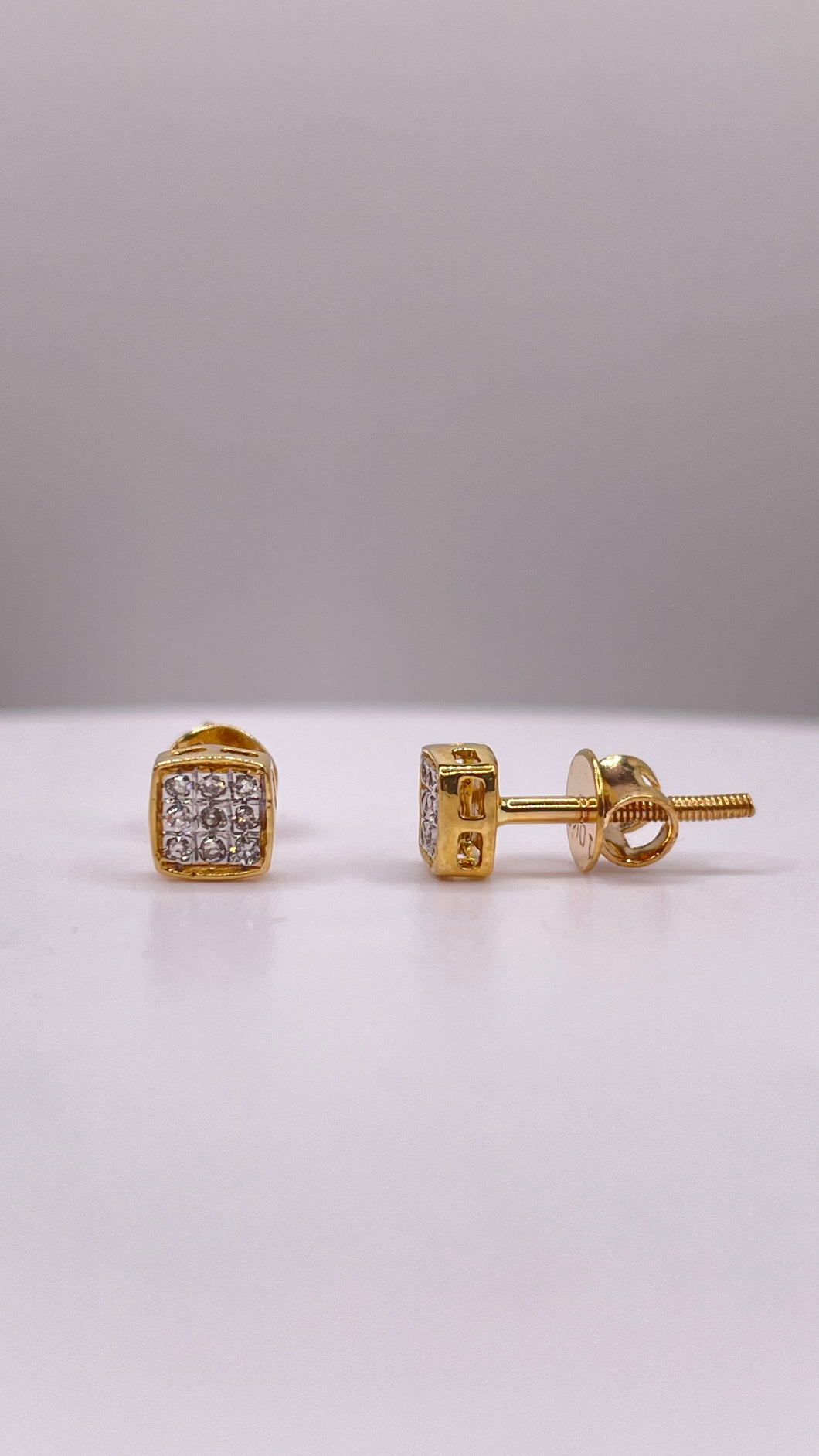 0.05 CT. Natural Diamond Square Shape Stud Earrings In 10 KT Yellow Gold