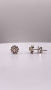 0.11 CT. Natural Diamond Flower Shape Stud Earrings In 10 KT White Gold