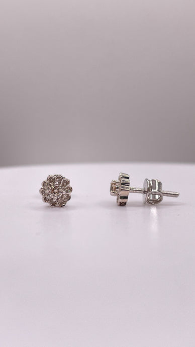 0.11 CT. Natural Diamond Flower Shape Stud Earrings In 10 KT White Gold