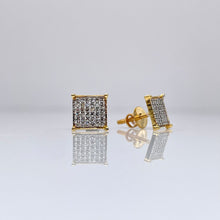 Load image into Gallery viewer, 0.20 CT. Natural Diamond Square Shape Stud Earrings In 10 KT Yellow Gold