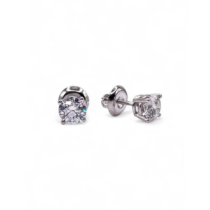1.00 CT. Lab Grown Solitaire Stud Earrings In 14 KT White Gold