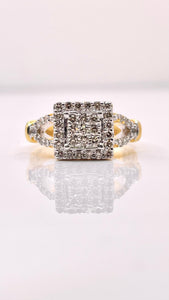 0.55 CT. Natural Diamond Women’s Square Shape Ring In 10 KT Yellow Gold