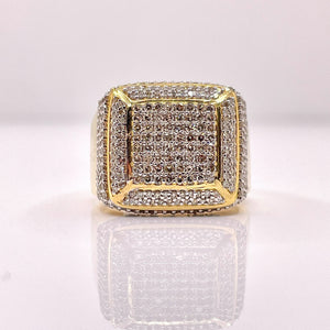 1.47 CT. Natural Diamond Men’s Square Shape Ring In 10 KT Yellow Gold