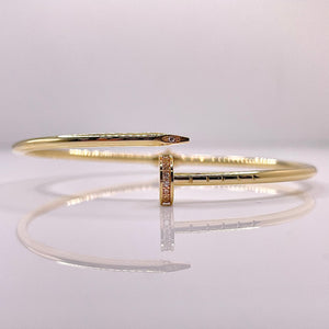 Nail Bangle In 10 KT Yellow Gold With CZ