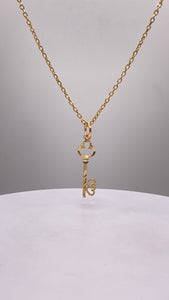 Key To Heart Pendant & Link Chain In 10 KT Yellow Gold