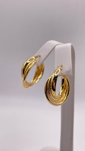 14 KT Yellow Gold Unique Hoop Earrings