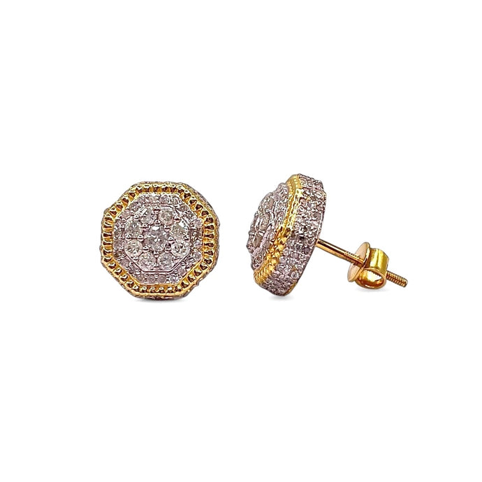 0.90 CT. Natural Diamond Men’s Stud Earrings In 10 KT Yellow Gold