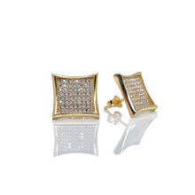 Load image into Gallery viewer, 12mm CZ Stud Earrings In 14 KT Yellow Gold