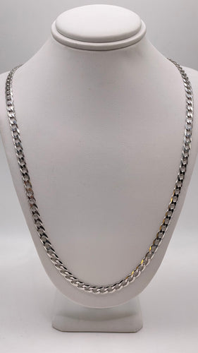 4.4mm Curb Link Chain In 10 KT White Gold
