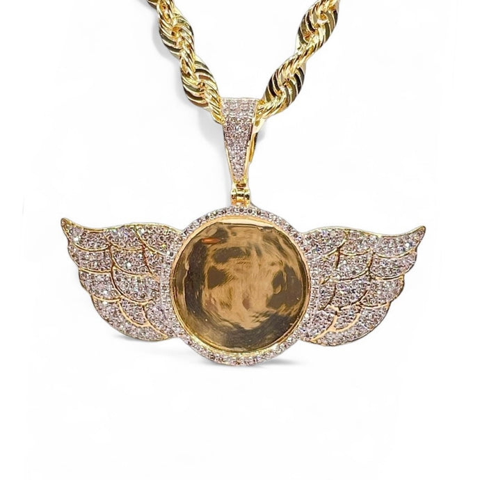 0.99 CT. Angel Wing Memorial Pendent In 10 KT Yellow Gold