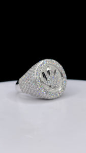 Marijuana Leaf Silver Men’s Ring With CZ