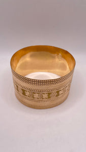 18 KT Yellow Gold Unique Design Bangle With Diamond Cuts