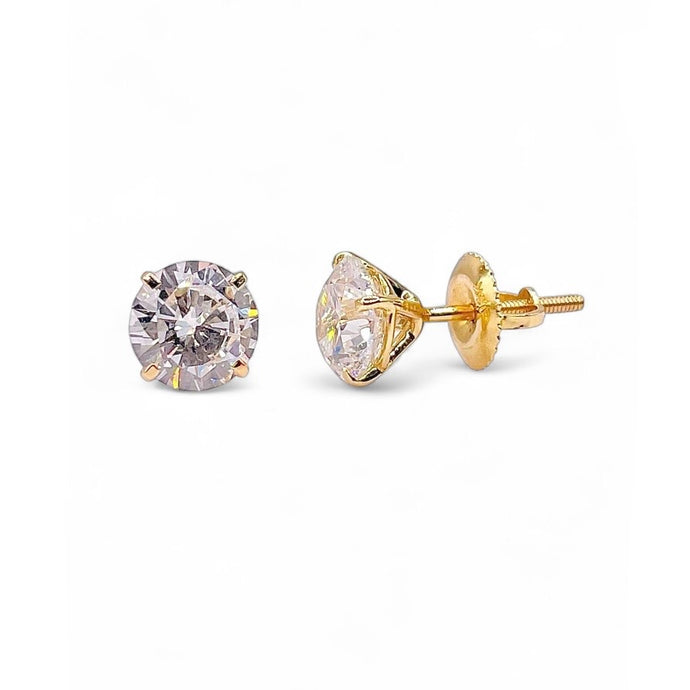 2.00 CT. Lab Grown Diamond Stud Earrings In 14 KT Yellow Gold