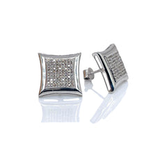 Load image into Gallery viewer, 0.37 CT. Natural Diamond Square Shape Stud Earrings In 10 KT White Gold