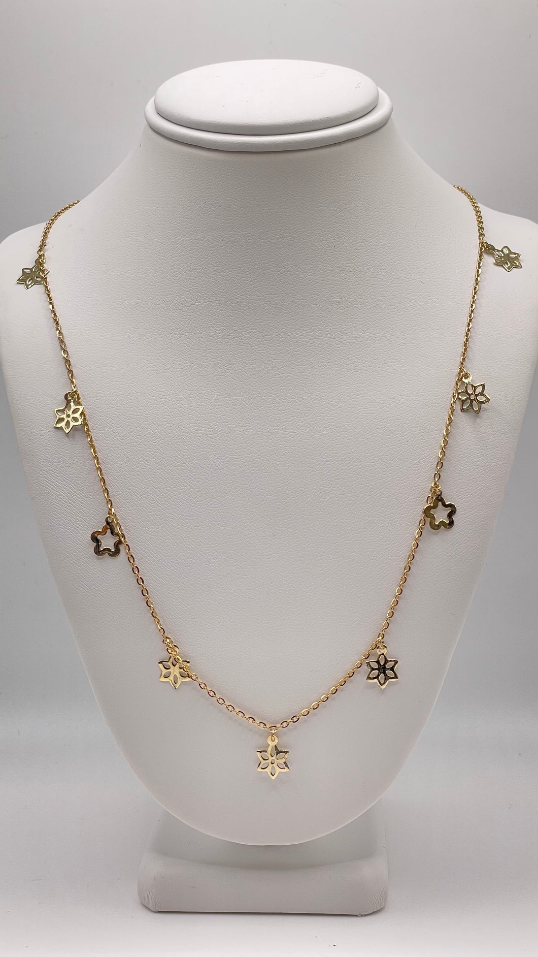 Flower Charm Necklace In 10 KT Yellow Gold