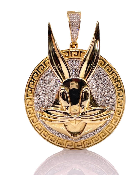2.20 CT. Natural Diamond Bugs Bunny Pendent In 10 KT Yellow Gold