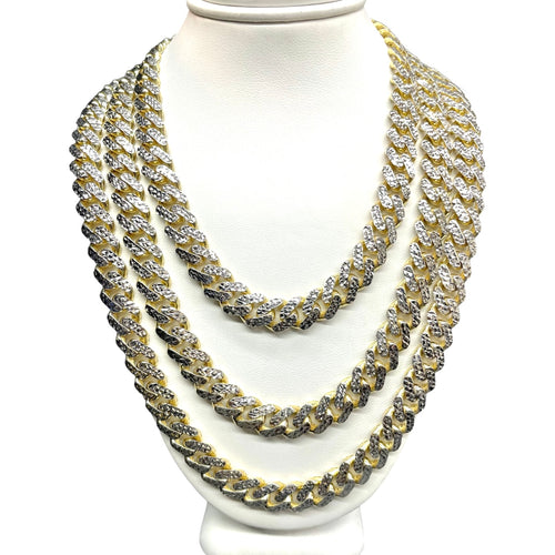9mm Two-Tone Diamond Cut Monaco Link Chain In 10 KT Yellow & White Gold