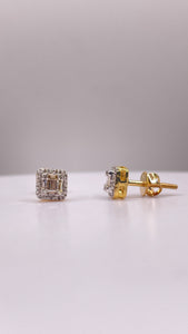 0.20 CT. Natural Diamond Square Shape Stud Earrings In 10 KT Yellow Gold