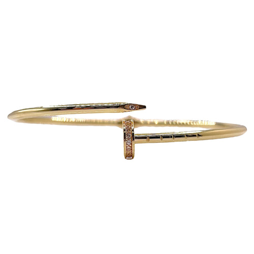 Nail Bangle In 10 KT Yellow Gold With CZ