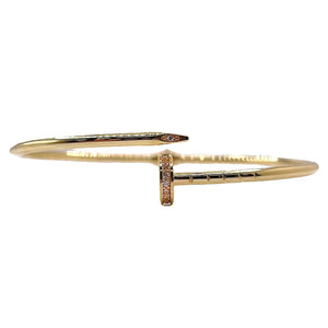 Nail Bangle In 10 KT Yellow Gold With CZ
