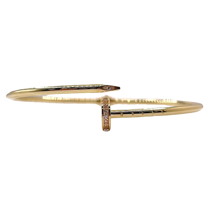 Nail Bangle In 10 KT Yellow Gold With CZ