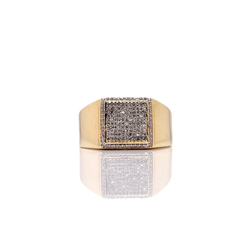 0.33 CT. Natural Diamond Men’s Square Shape Ring In 10 KT Yellow Gold