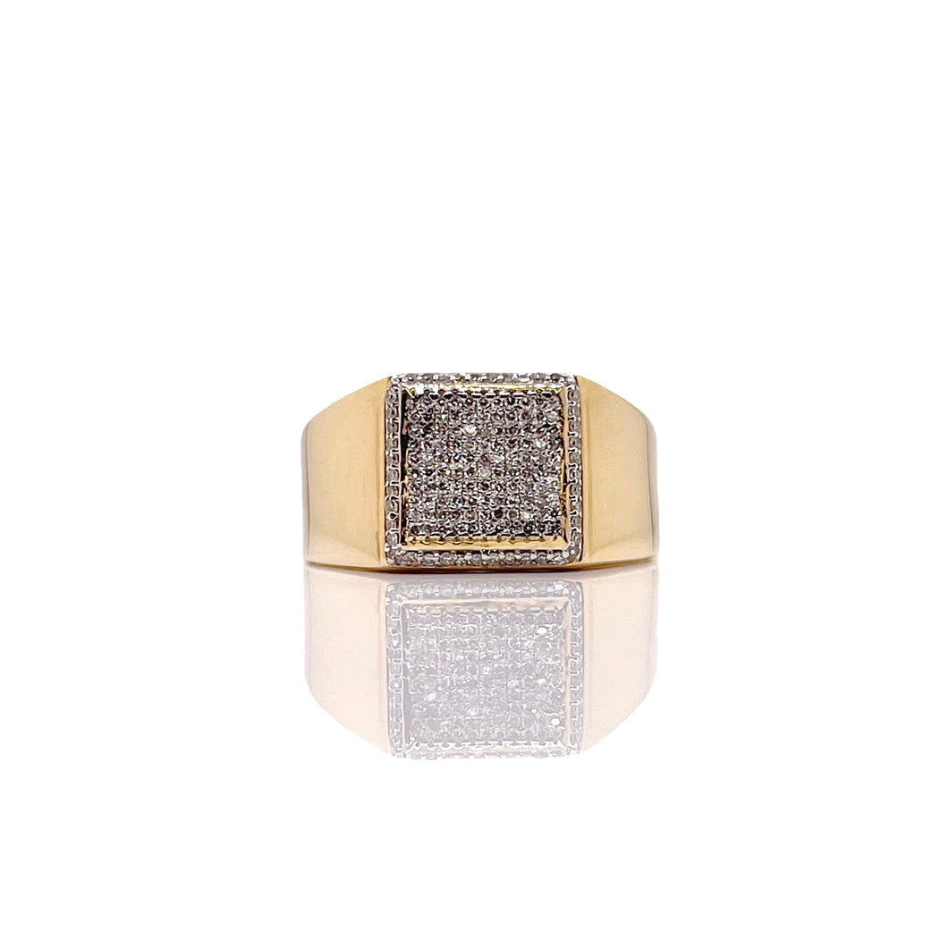 0.33 CT. Natural Diamond Men’s Square Shape Ring In 10 KT Yellow Gold