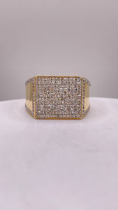 0.86 CT. Natural Diamond Men’s Square Ring In 10 KT Yellow Gold