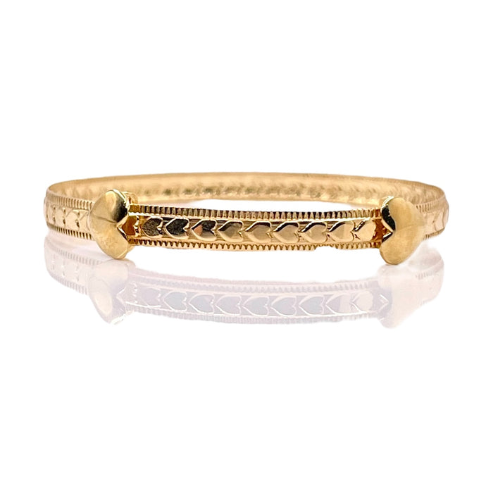 Adjustable Baby Bangle With Heart Design In 10 KT Yellow Gold